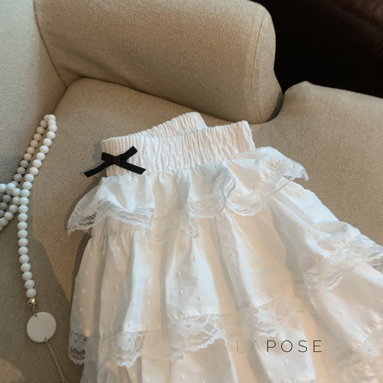 Reagen Tiered Bow Mini Skirt [JT8DDOJN]