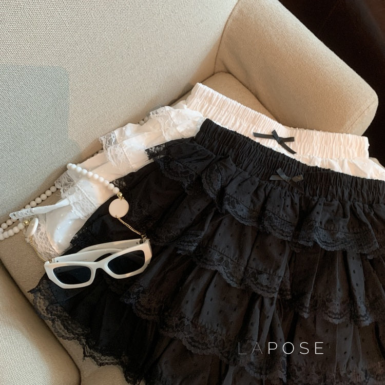 Reagen Tiered Bow Mini Skirt [MDC57ONA]