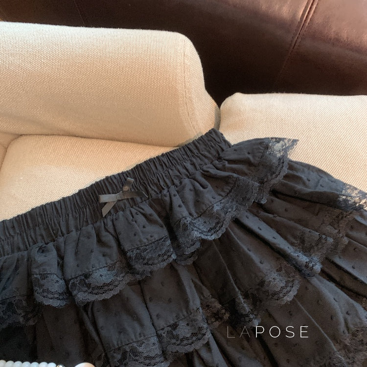 Reagen Tiered Bow Mini Skirt [0XR2QTP0]