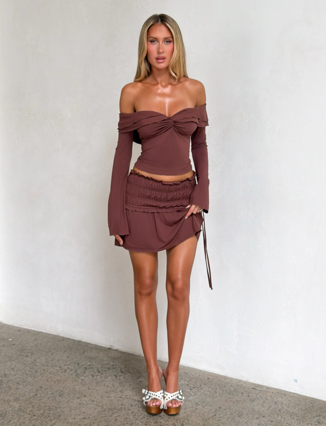 LaPose Reeve Ruched Mini Skirt
