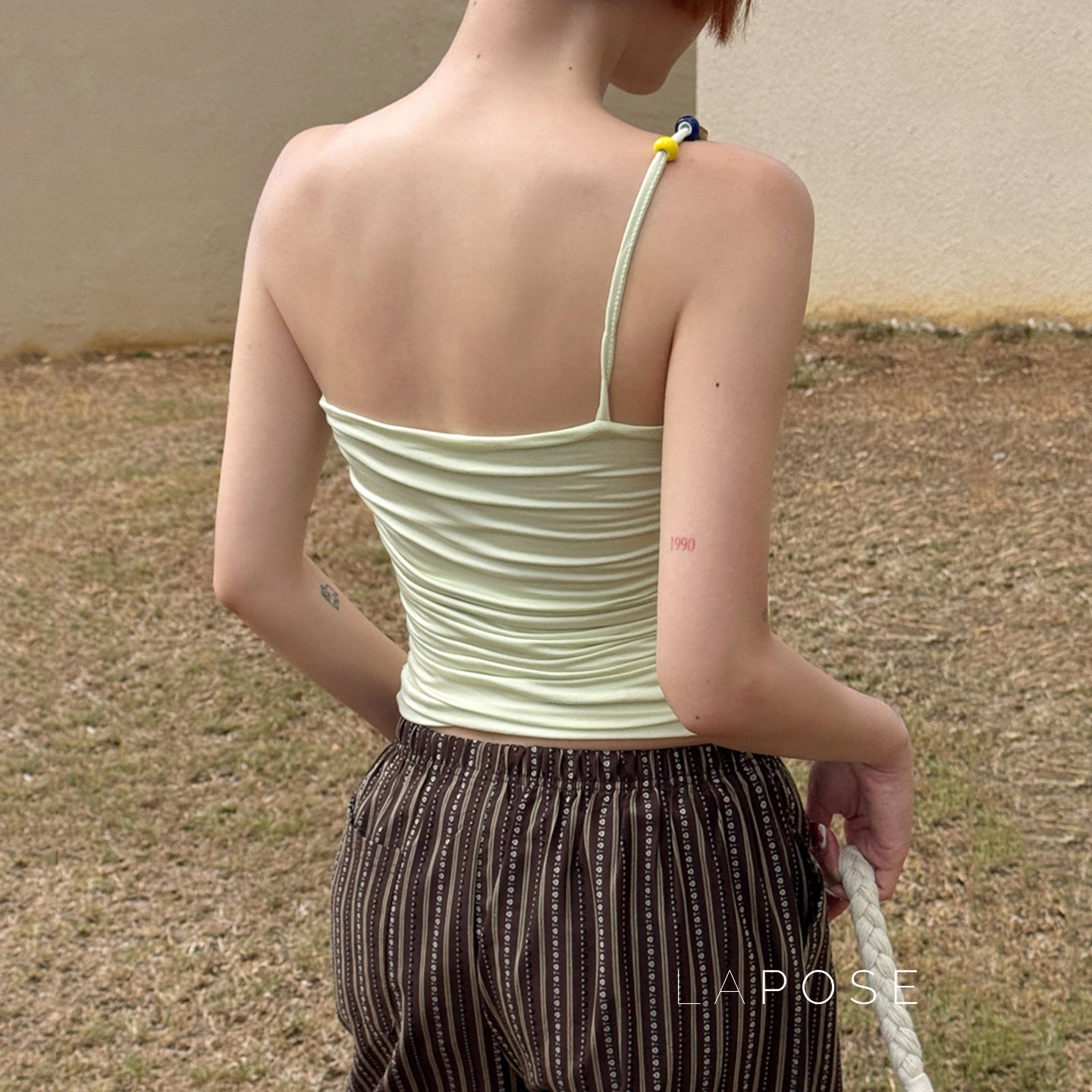 Reine Beaded One-Shoulder Crop Top