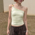 Reine Beaded One-Shoulder Crop Top