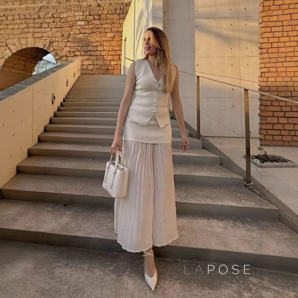 Renee Button Midi Skirt Set [ENOT27KT]