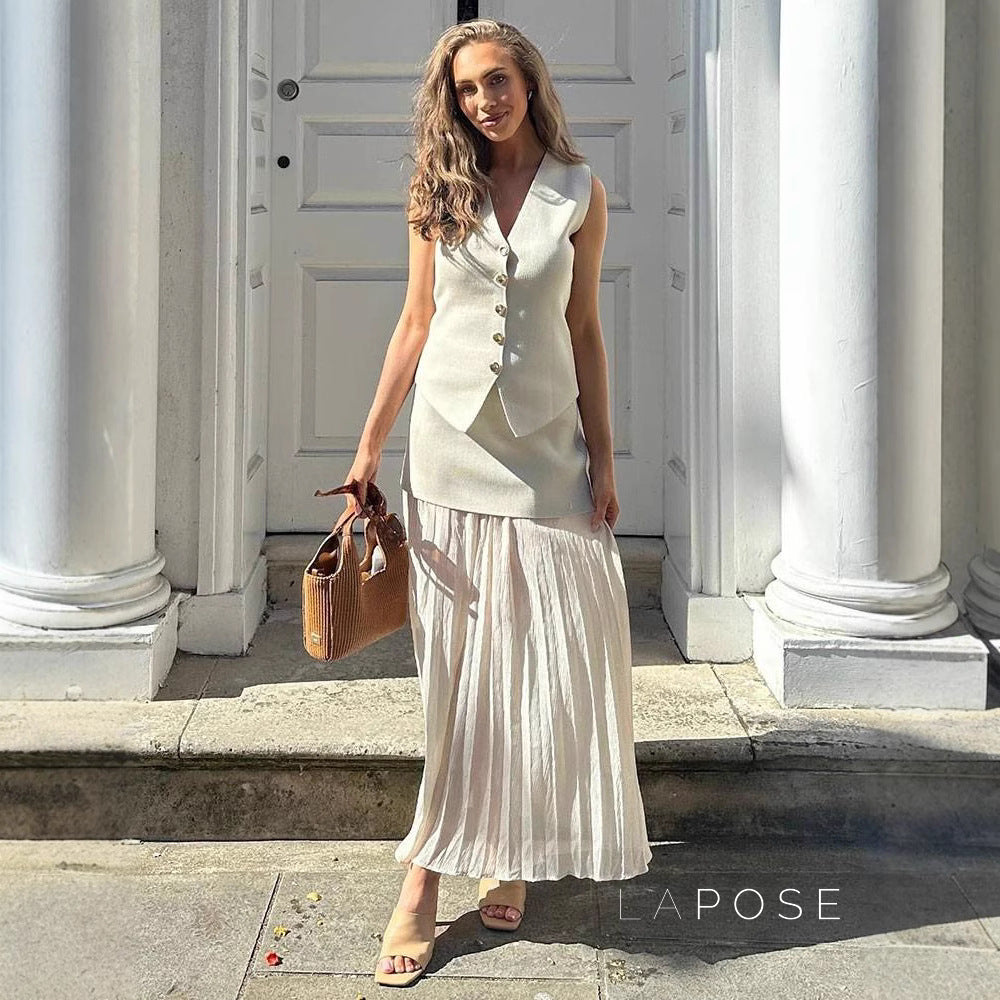 Renee Button Midi Skirt Set [G17A3IZI]
