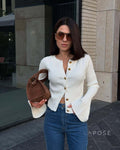 Rey Ribbed Polo Knit Top [8342CC0S]