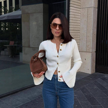 Rey Ribbed Polo Knit Top [1EWH6J9Q]