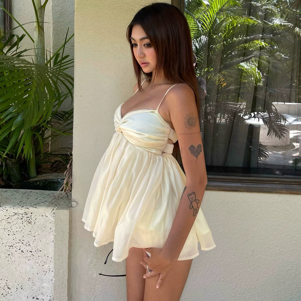 LaPose - Rhyan Ruched Cut-Out Mini Dress