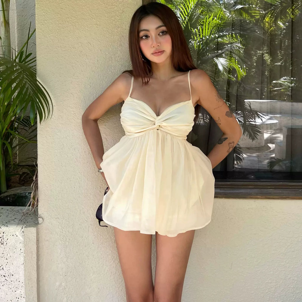 LaPose - Rhyan Ruched Cut-Out Mini Dress - Apricot Color