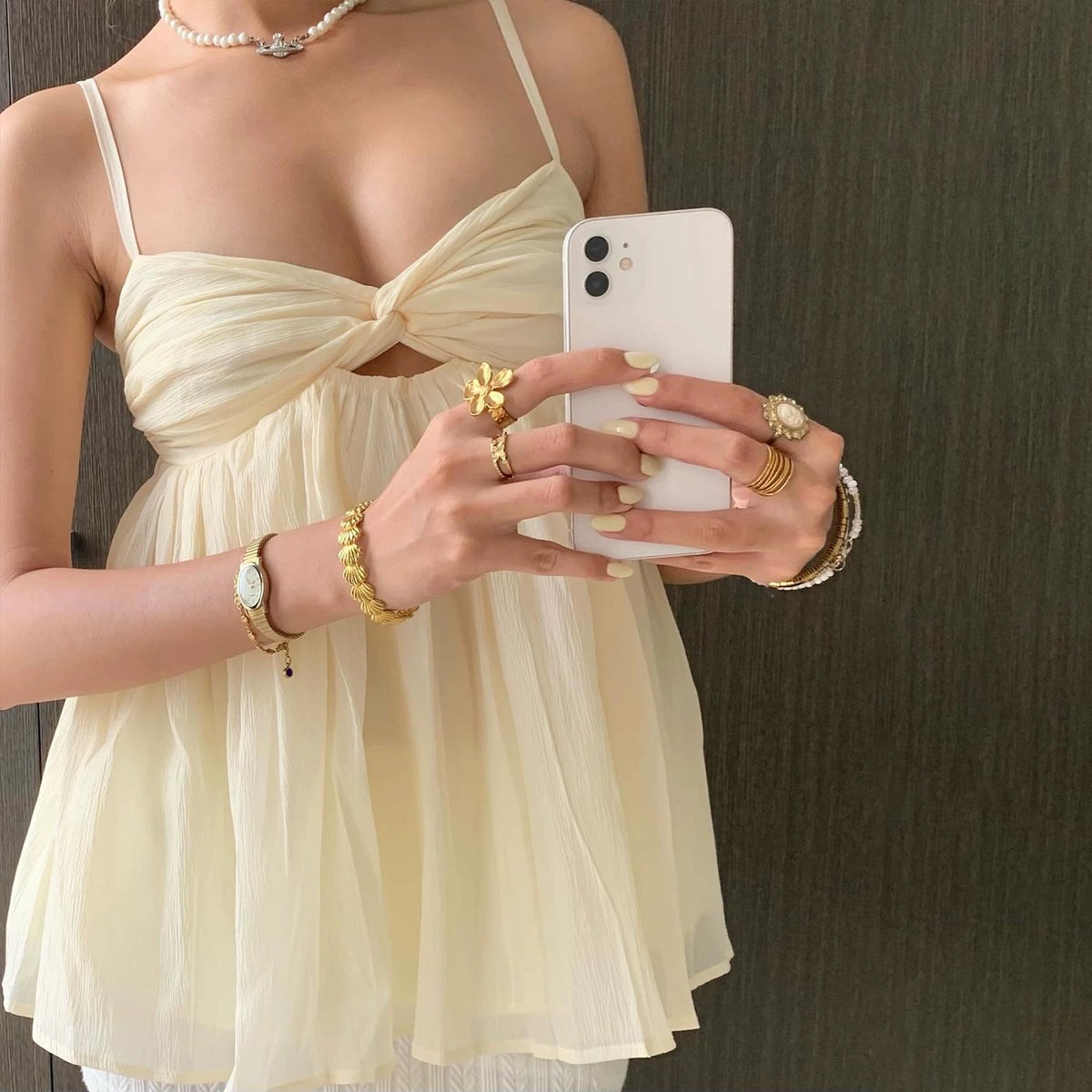 LaPose - Rhyan Ruched Cut-Out Mini Dress