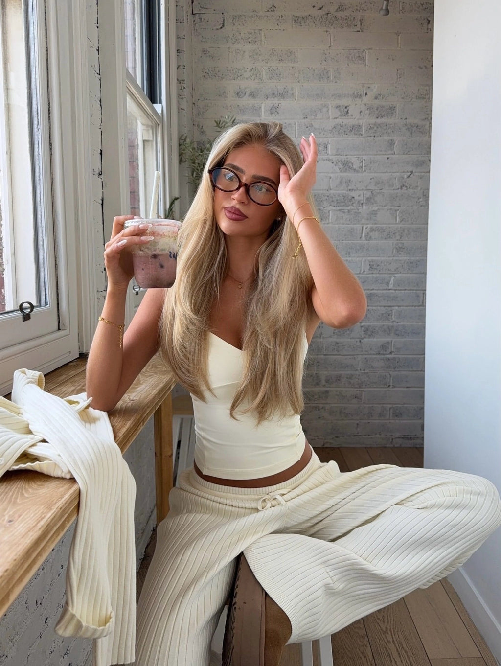 Ribbed Button-Down Pants Set [U5JTUWRA]