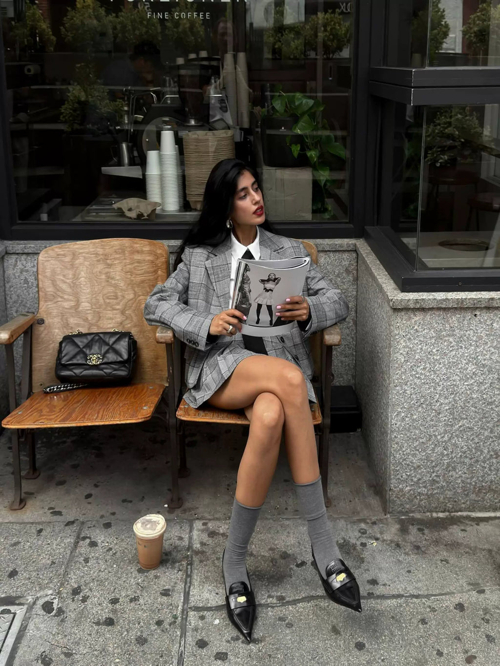 LaPose - Ridhi Houndstooth Blazer Skirt Set