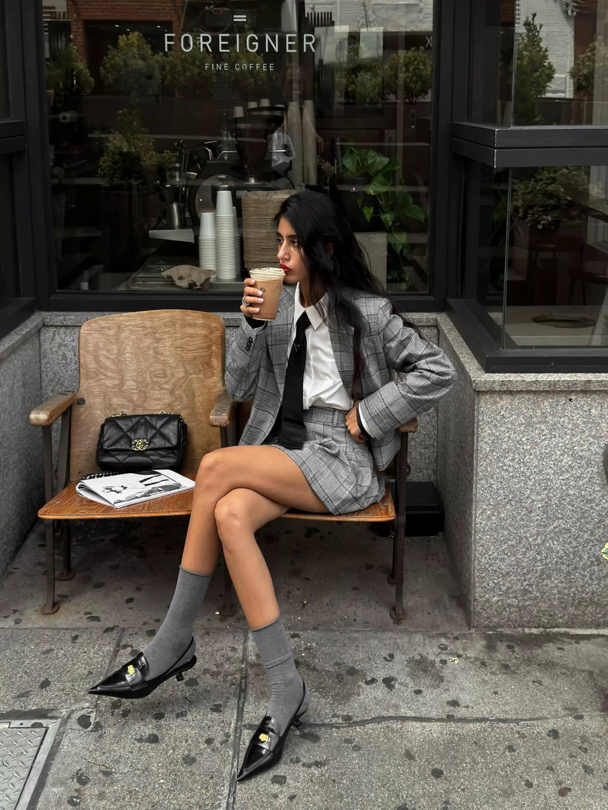LaPose - Ridhi Houndstooth Blazer Skirt Set