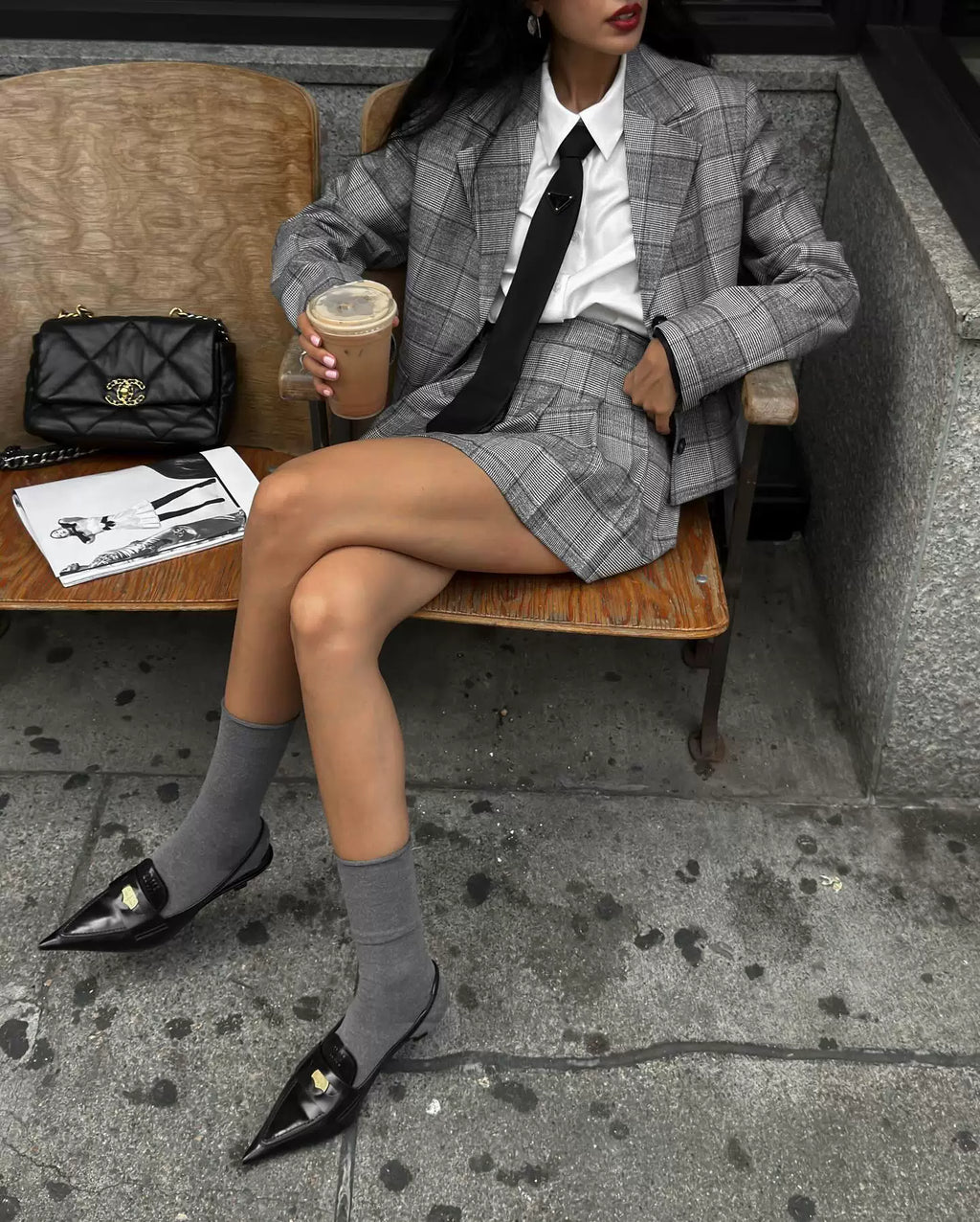 LaPose - Ridhi Houndstooth Blazer Skirt Set