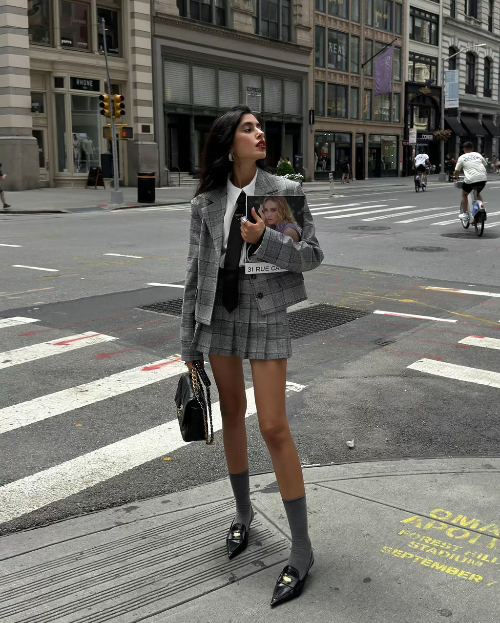 LaPose - Ridhi Houndstooth Blazer Skirt Set