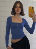 Rihanna Button-Up Square Collar Top [9VS0MK8P]