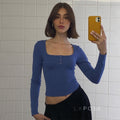 Rihanna Button-Up Square Collar Top [UQEK7CYT]