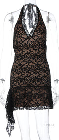Rihanna Lace Halter Mini Dress [9KQ0E661]