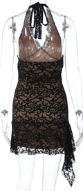 Rihanna Lace Halter Mini Dress [U85NCEXI]