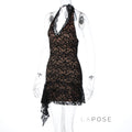 Rihanna Lace Halter Mini Dress [6NE0PI4F]
