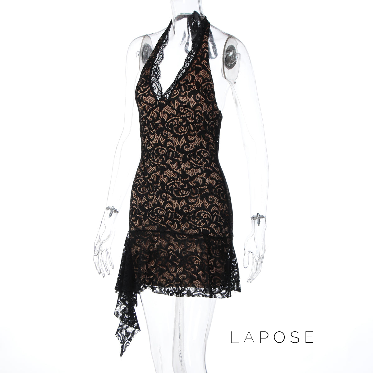 Rihanna Lace Halter Mini Dress [6NE0PI4F]