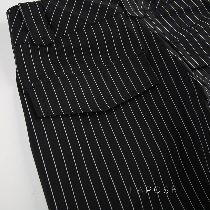 Rihanna Sleek Striped Flared Pants [OWO10G03]