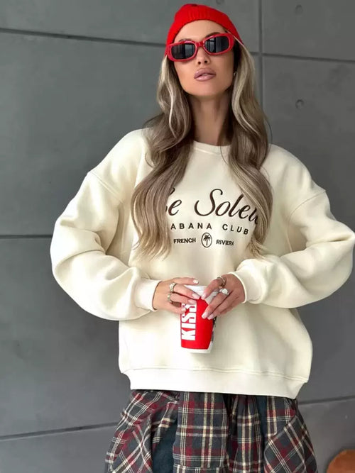 LaPose - Risa Cabana Club Graphic Sweatshirt - Apricot (Thin) Color