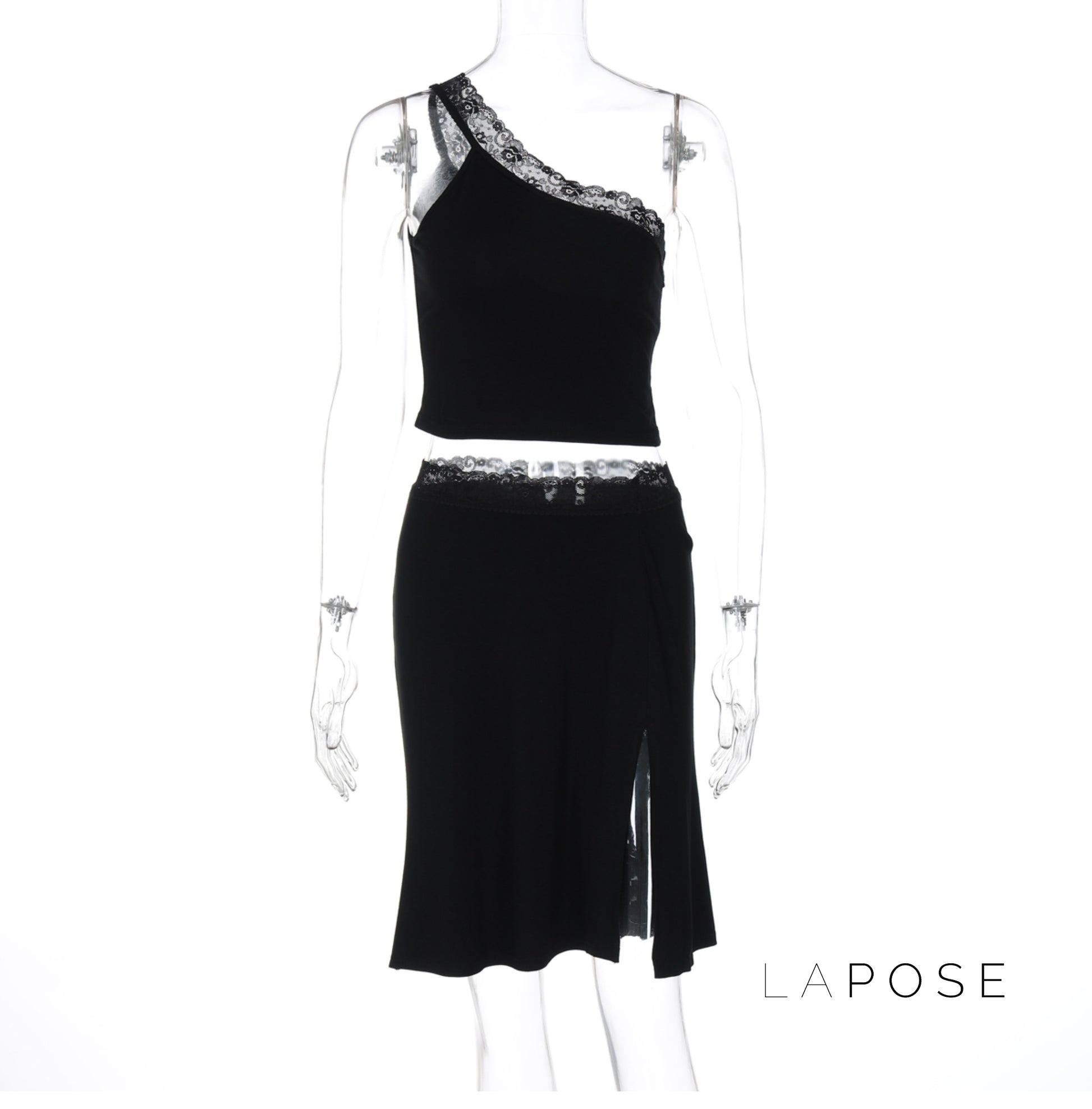 River One-Shoulder Lace Skirt Set [886G07PA]