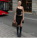 River One-Shoulder Lace Skirt Set [1CM7277D]