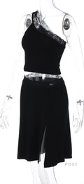River One-Shoulder Lace Skirt Set [P60XN2Y9]