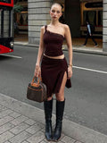 River One-Shoulder Lace Skirt Set [W67RWK72]