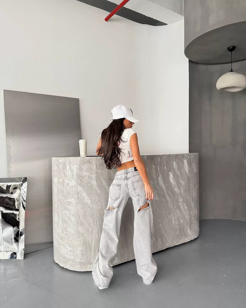 LaPose - Rivkah Asymmetric Waist Straight Jeans