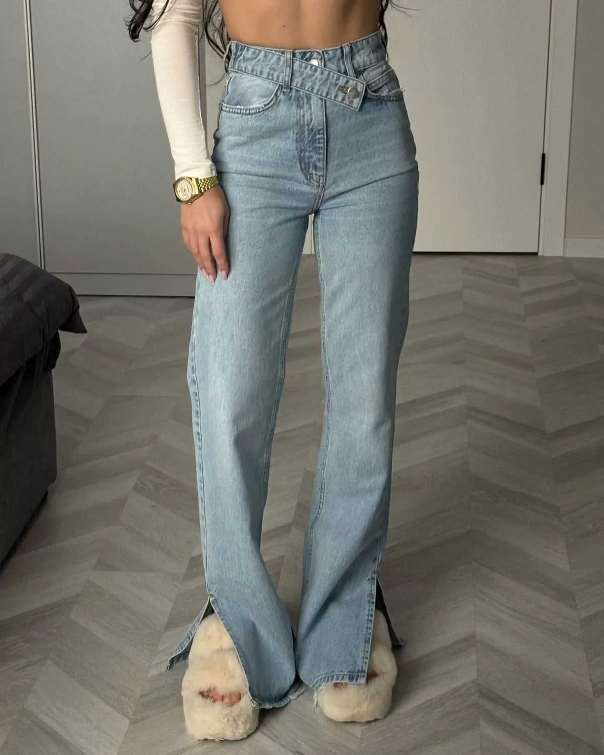 LaPose - Rivkah Asymmetric Waist Straight Jeans