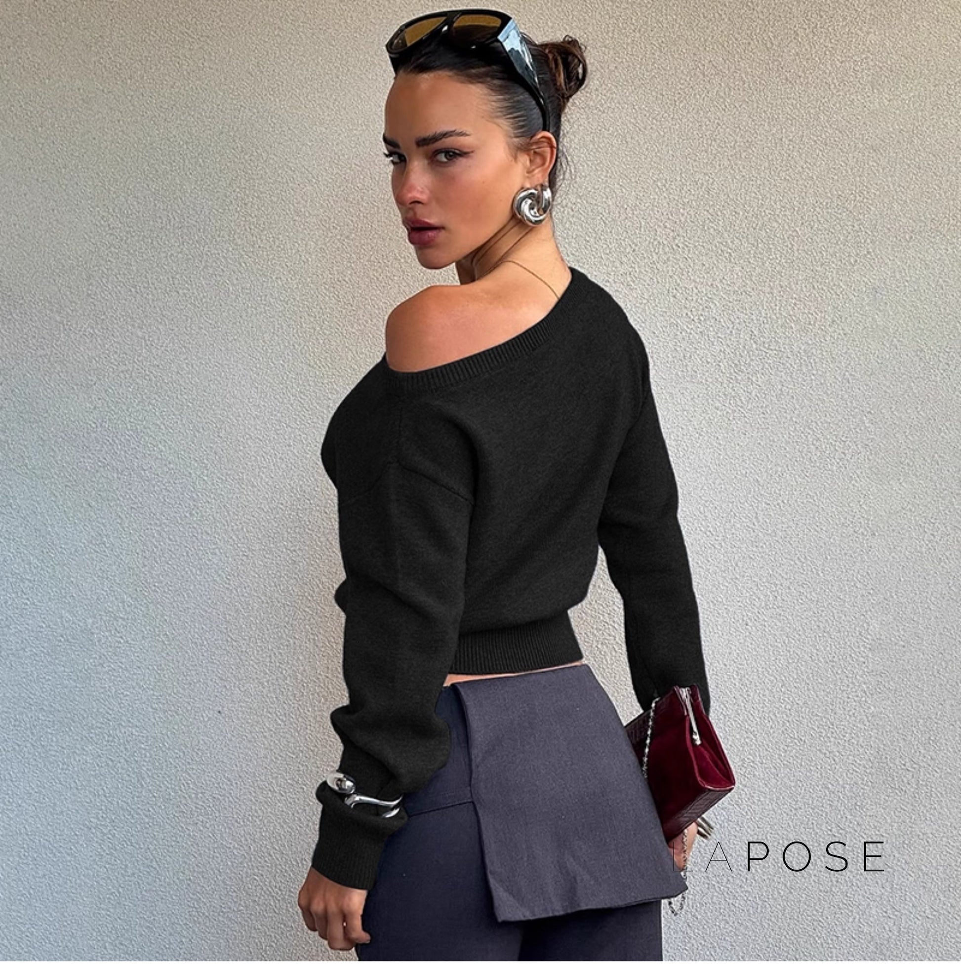 Riya Off Shoulder Knit Top [E1ZOJ5EQ]
