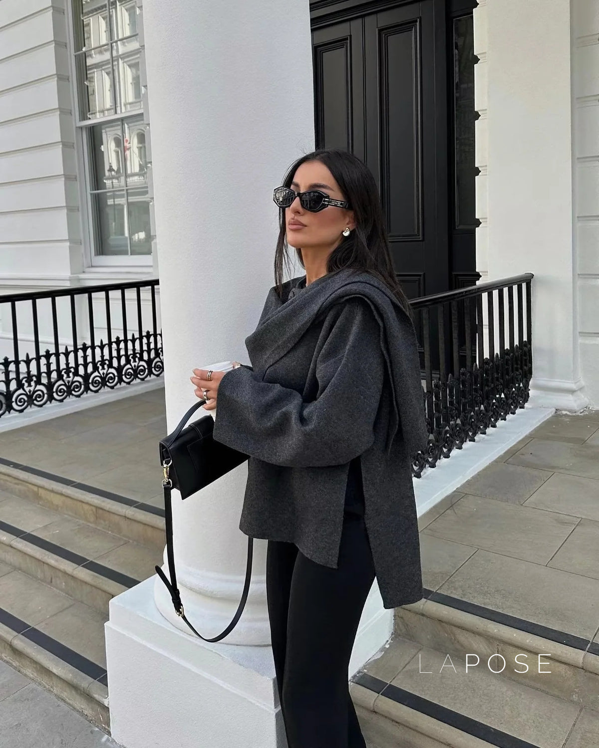 Riyah Asymmetric Scarf Knit Jacket [5NXN0WFL]