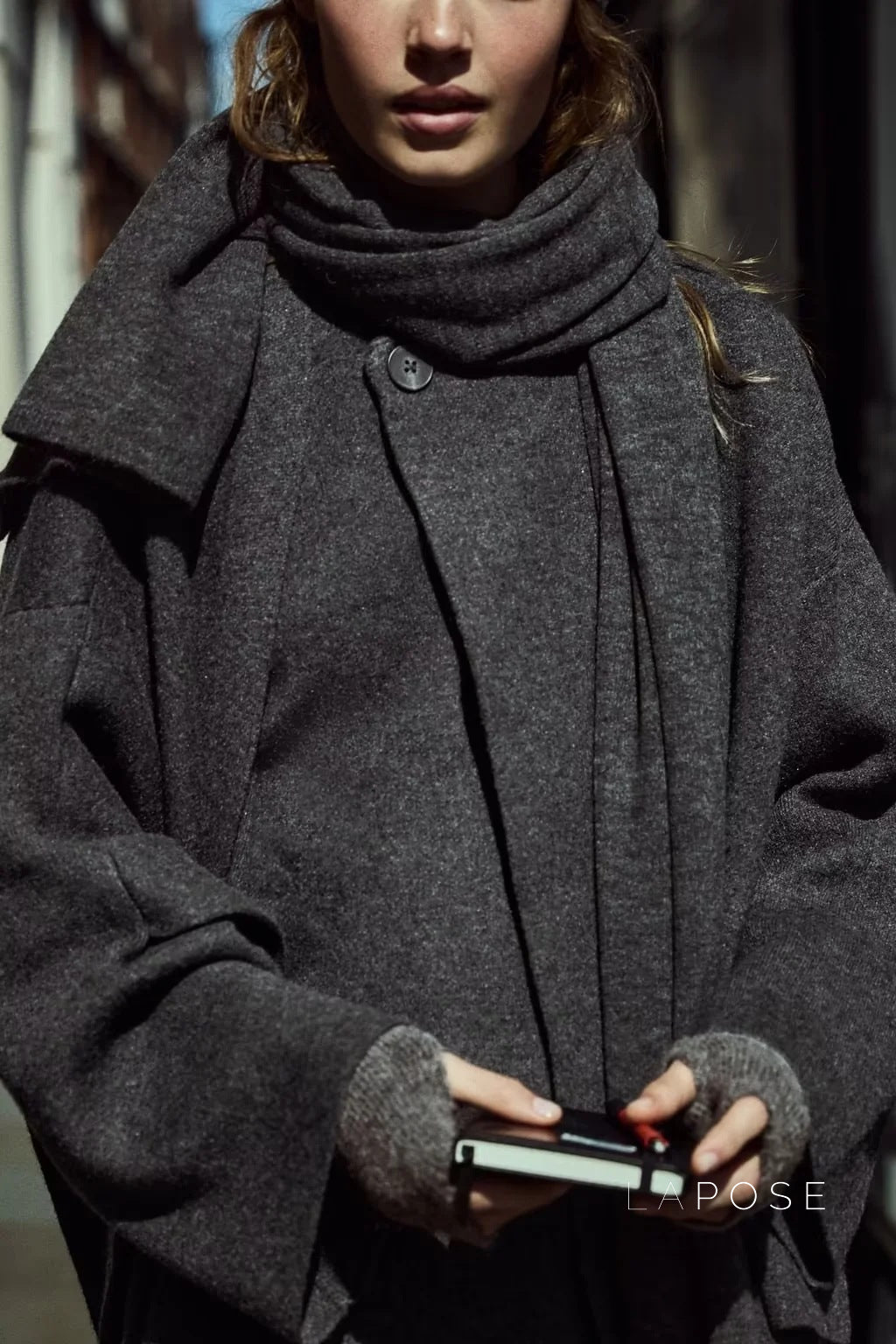 Riyah Asymmetric Scarf Knit Jacket [STBEYELJ]