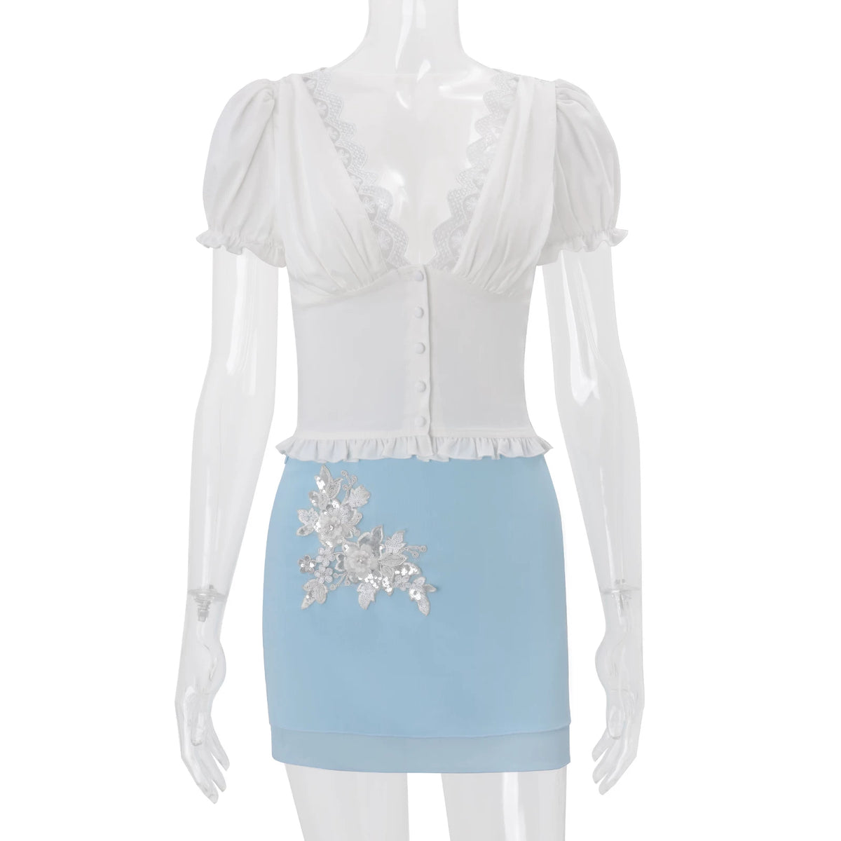 LaPose - Rogue Lace Trim Skirt Set