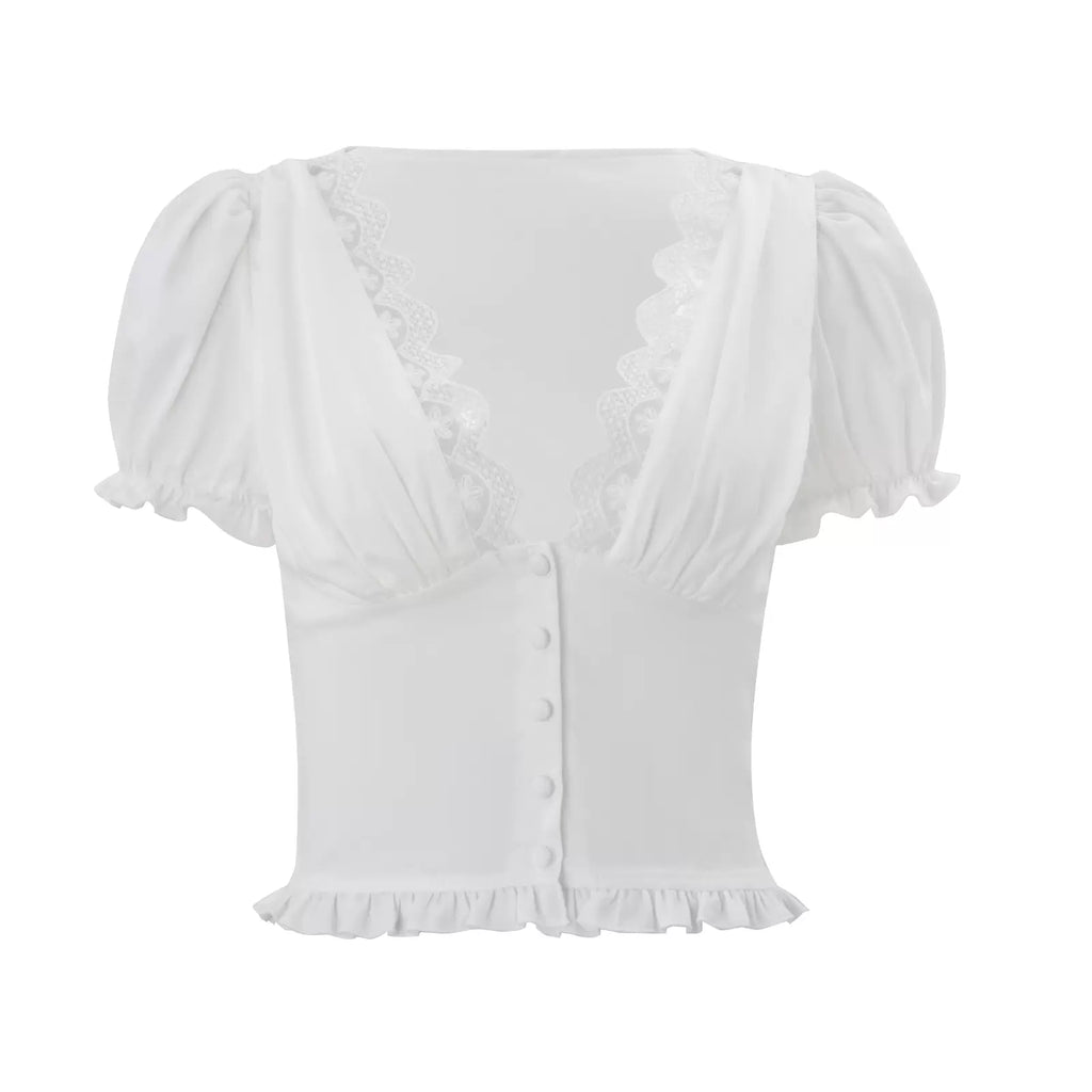 LaPose - Rogue Lace Trim Skirt Set - White Top Color