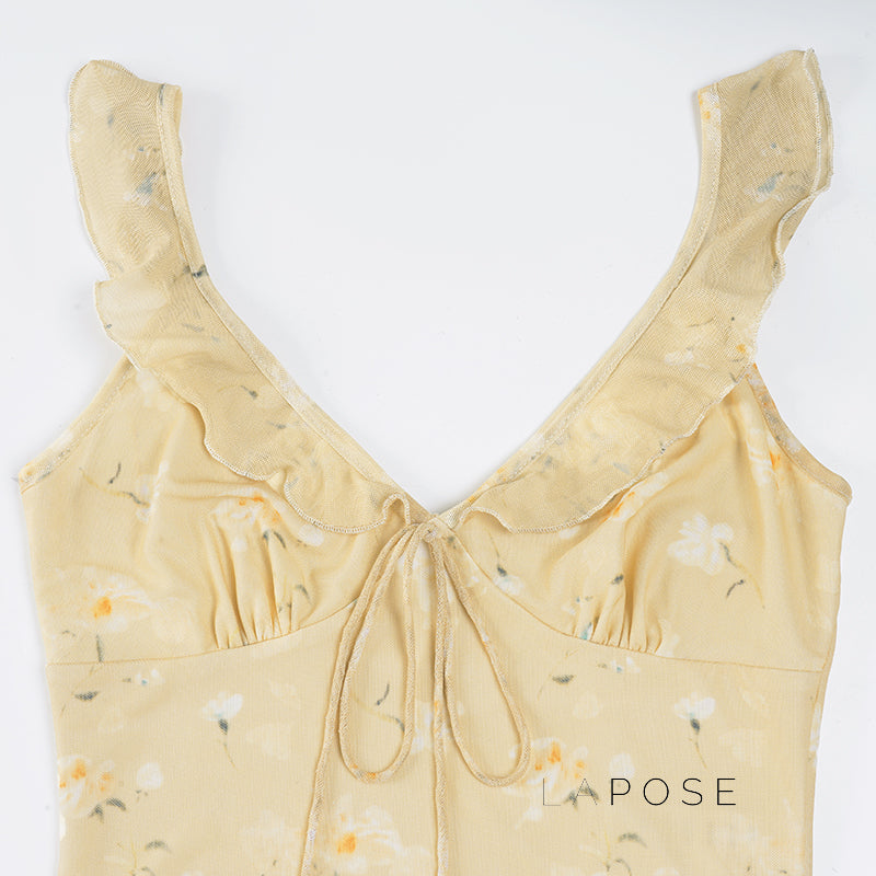 Rome Yellow Floral Maxi Dress