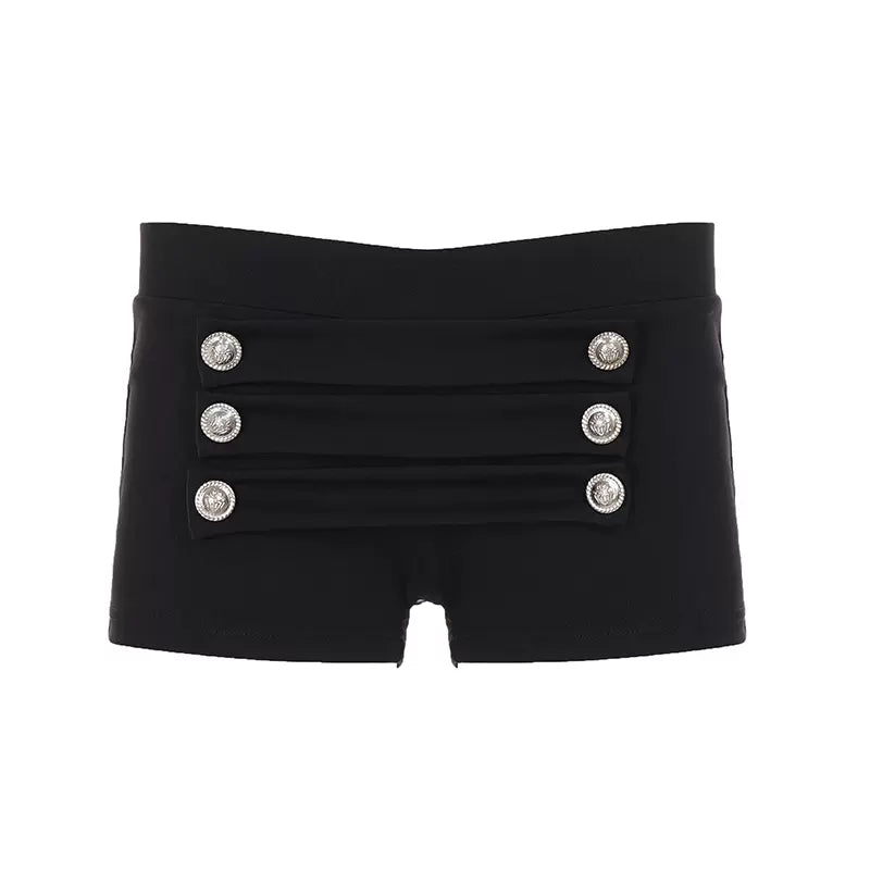 LaPose - Rosalie Low Rise Button Shorts - Black Color