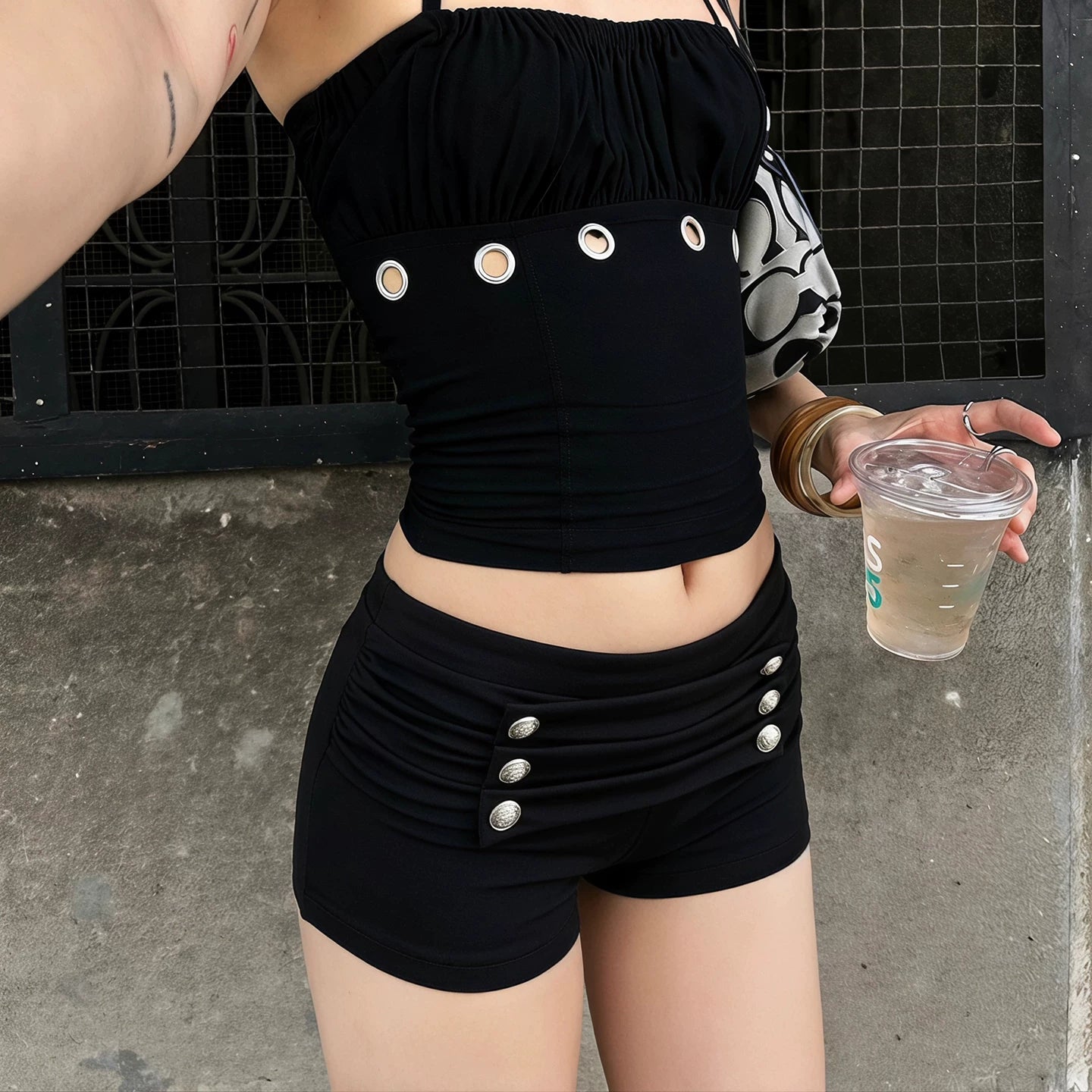 LaPose - Rosalie Low Rise Button Shorts