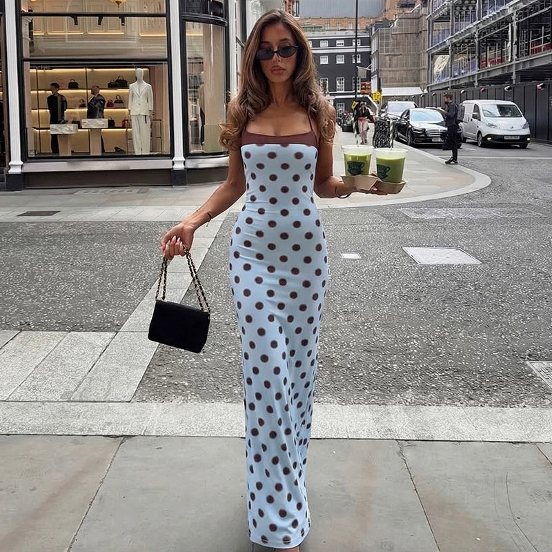 LaPose - Rosalie Polka Dot Halter Maxi Dress