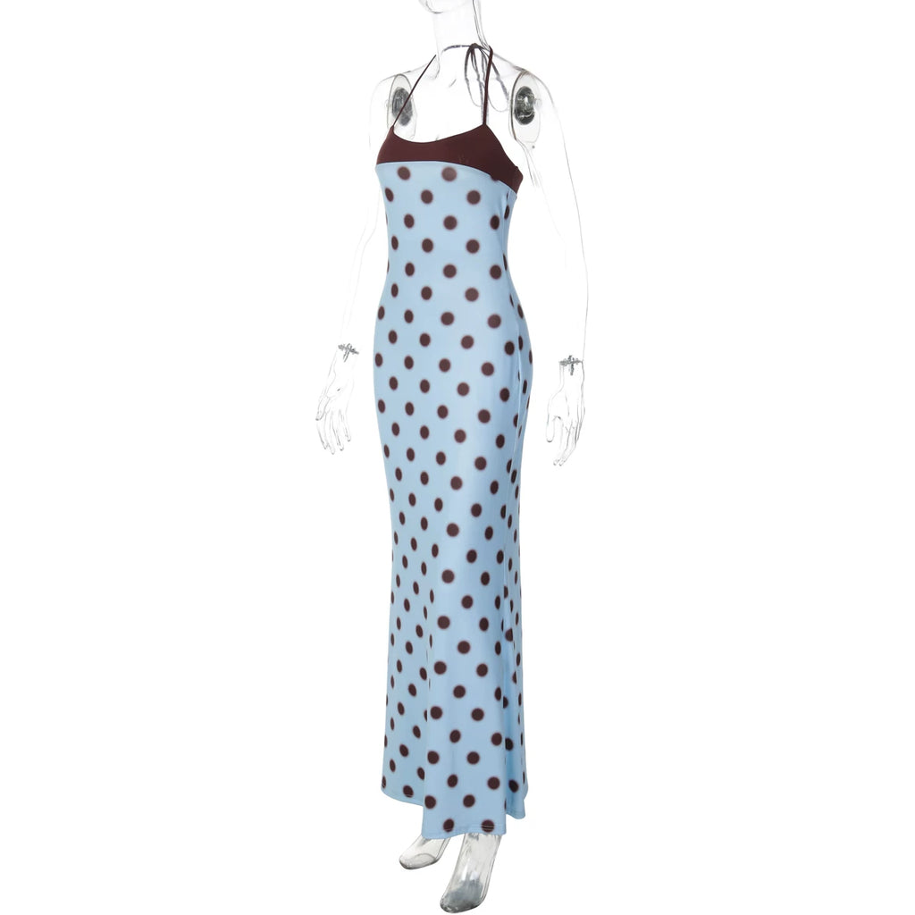 LaPose - Rosalie Polka Dot Halter Maxi Dress