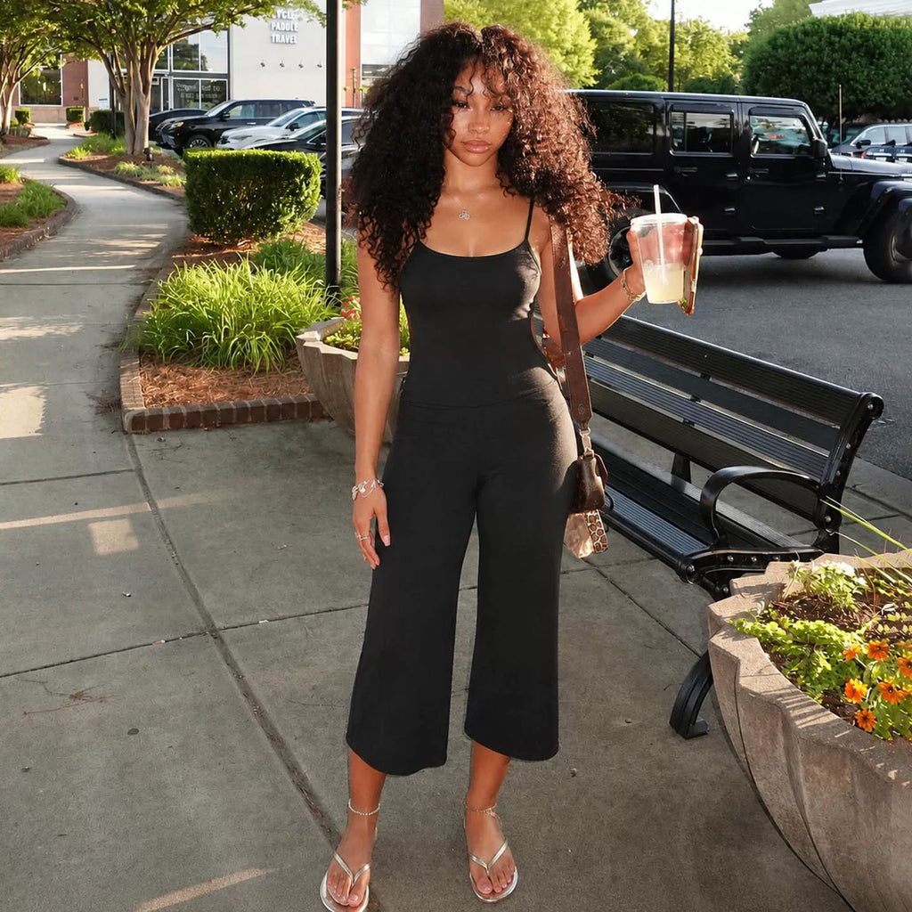 LaPose - Rosemary Strappy Cropped Bodycon Jumpsuit