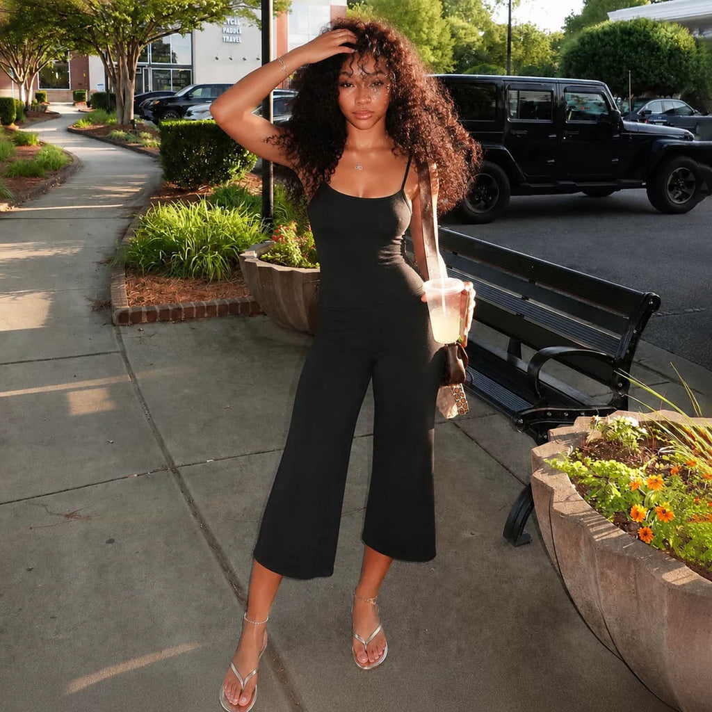 LaPose - Rosemary Strappy Cropped Bodycon Jumpsuit