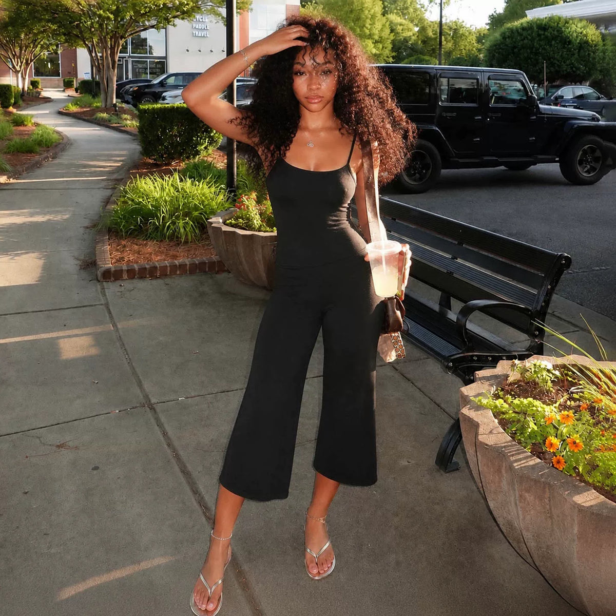 LaPose - Rosemary Strappy Cropped Bodycon Jumpsuit