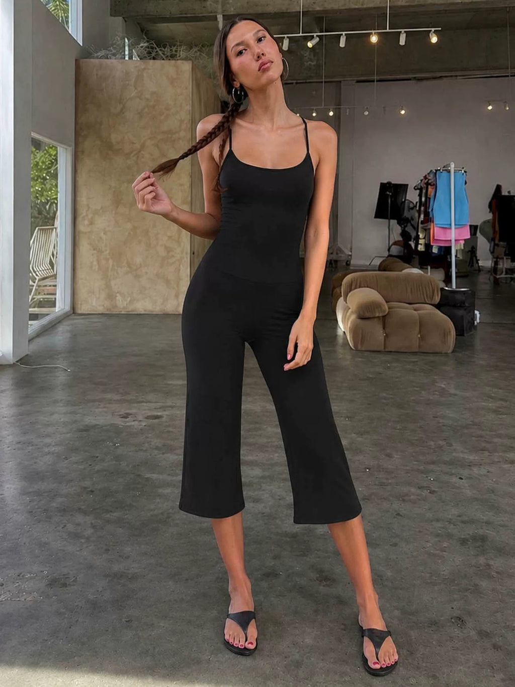 LaPose - Rosemary Strappy Cropped Bodycon Jumpsuit