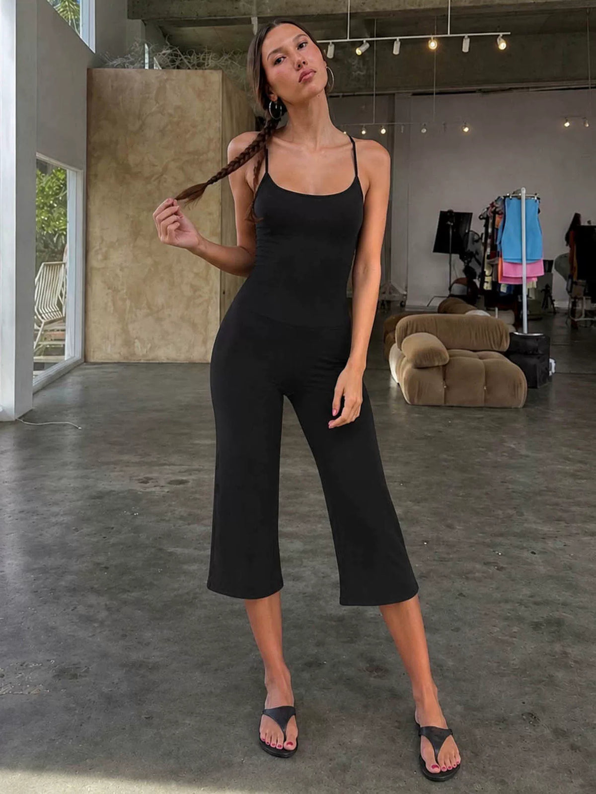LaPose - Rosemary Strappy Cropped Bodycon Jumpsuit