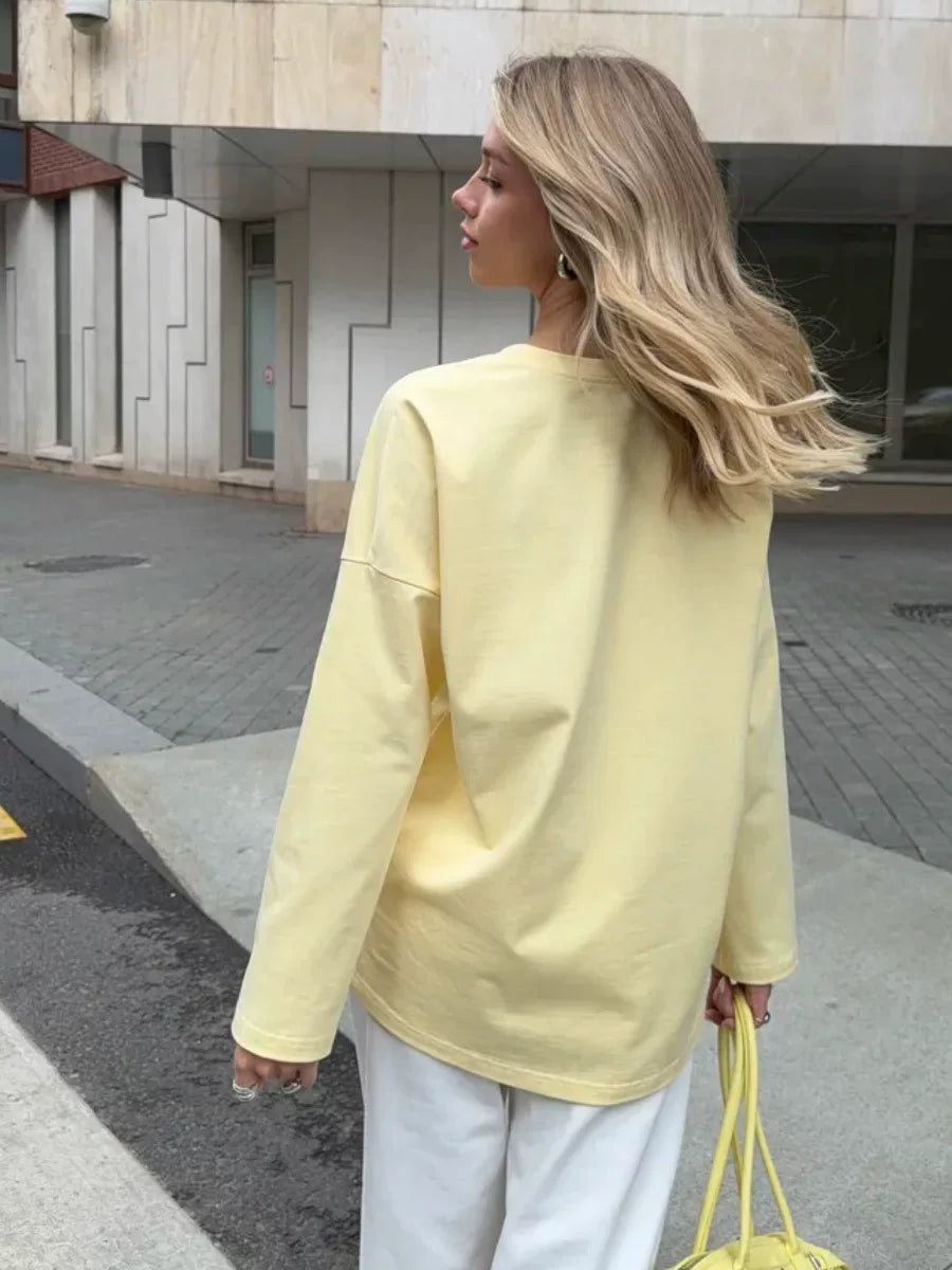 LaPose - Royal Oversized Graphic Long Sleeve T-Shirt