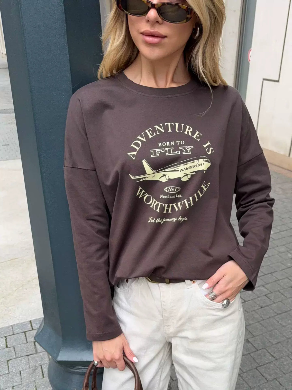 LaPose - Royal Oversized Graphic Long Sleeve T-Shirt