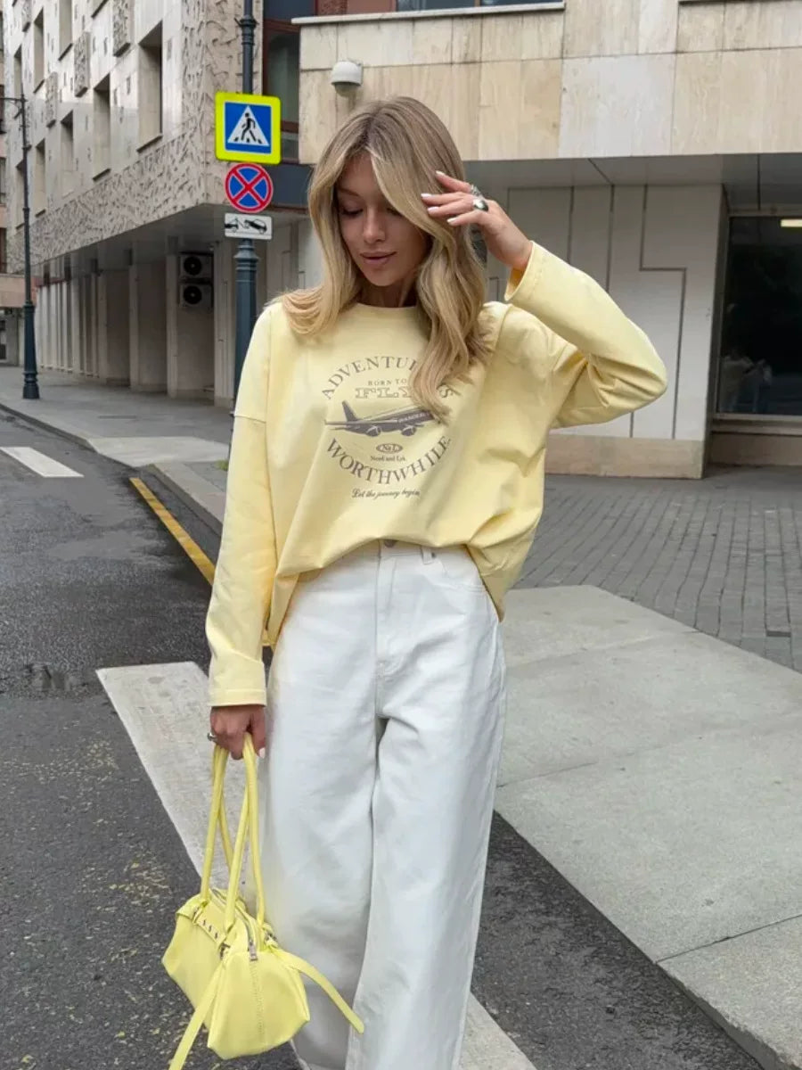 LaPose - Royal Oversized Graphic Long Sleeve T-Shirt